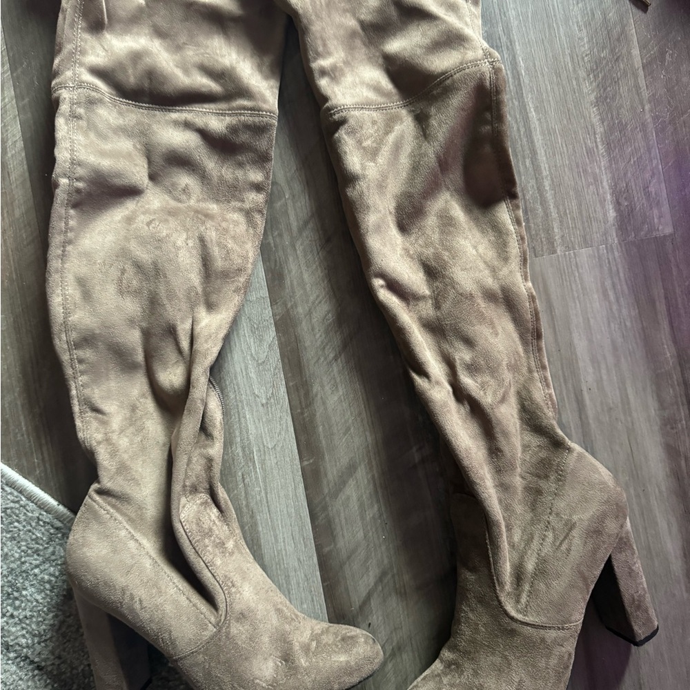 Taupe Over the Knee Boots